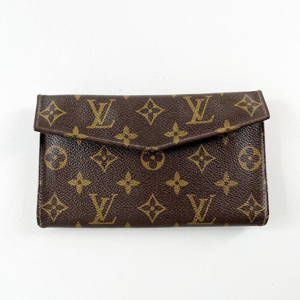 Louis Vuitton Vintage Sarah Snap Envelope Monogram Wallet Brown